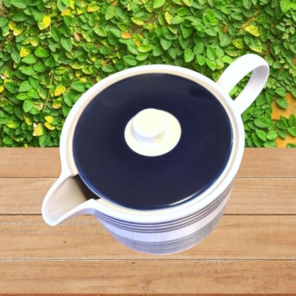 Kate Spade Lenox Charlotte Street White Blue Porcelain Tea Pot & Pink KS Box NWT - Picture 5 of 16